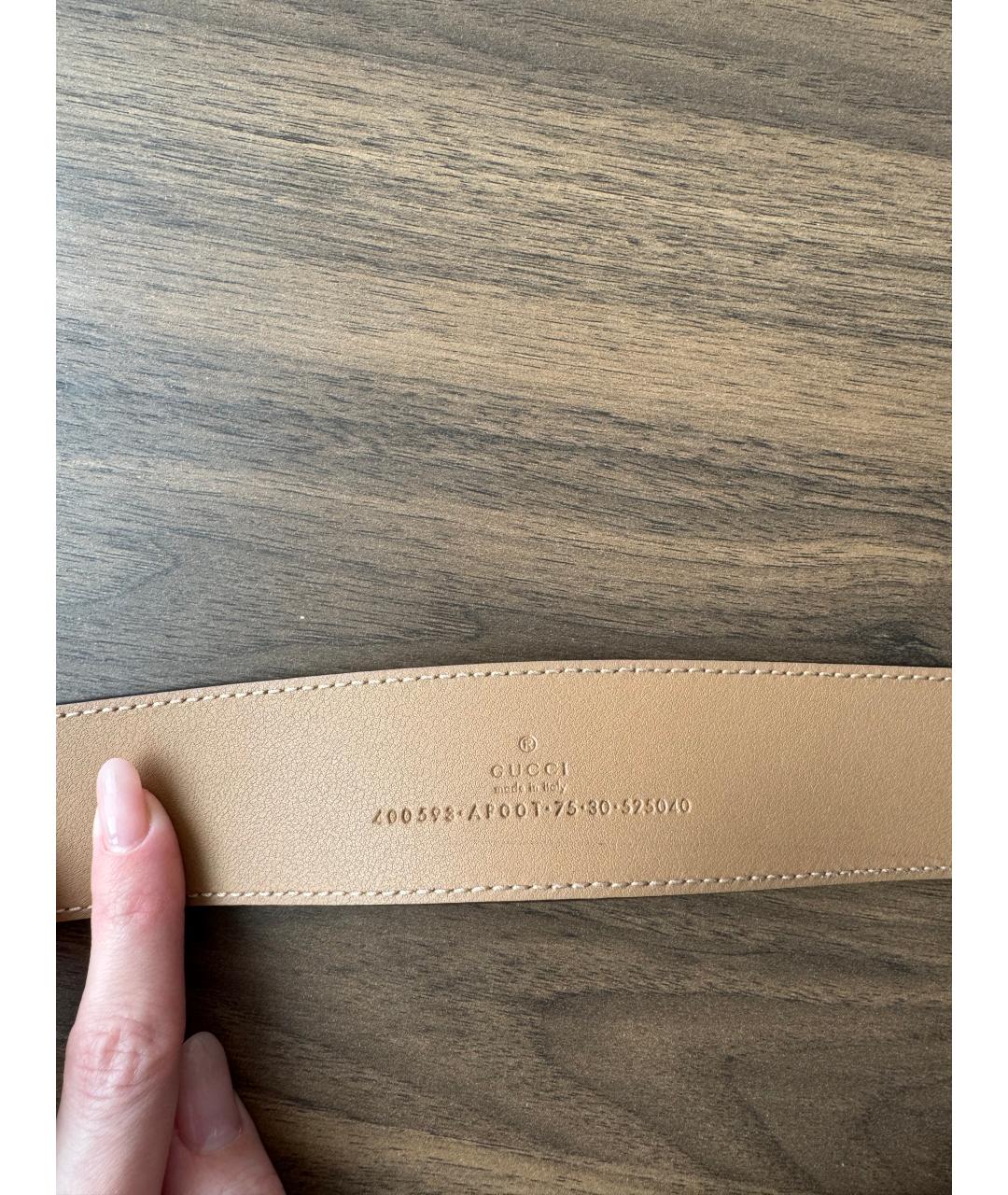 GUCCI Бежевый кожаный ремень, фото 2