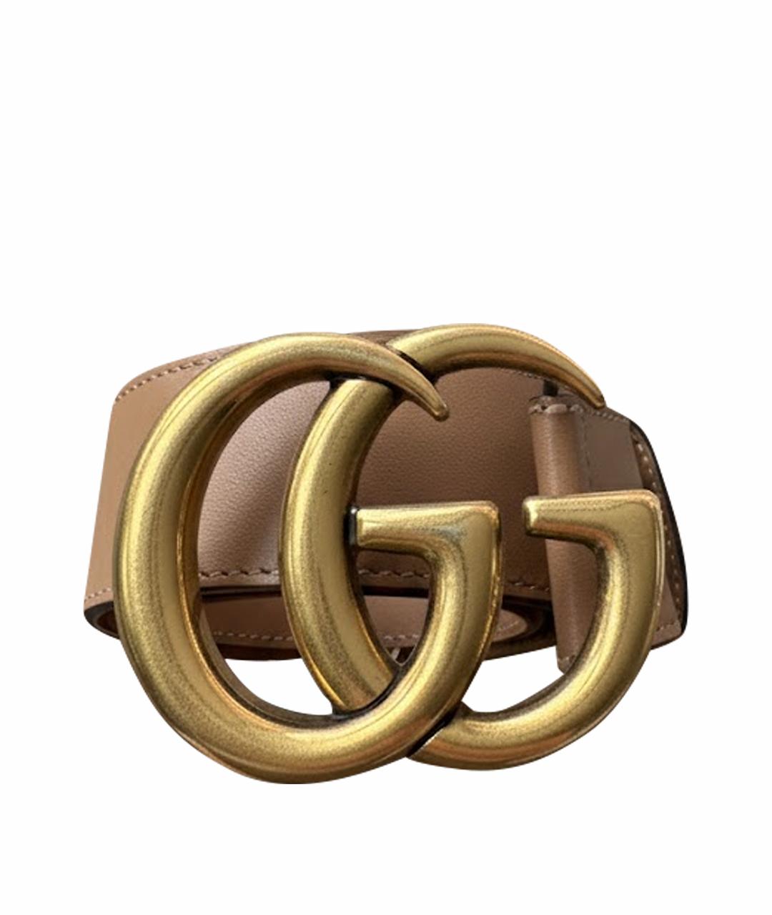 GUCCI Бежевый кожаный ремень, фото 1