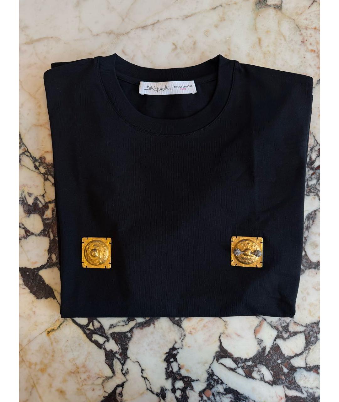 SCHIAPARELLI Черная хлопковая футболка, фото 4