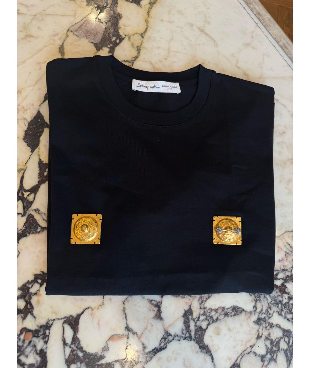 SCHIAPARELLI Черная хлопковая футболка, фото 3