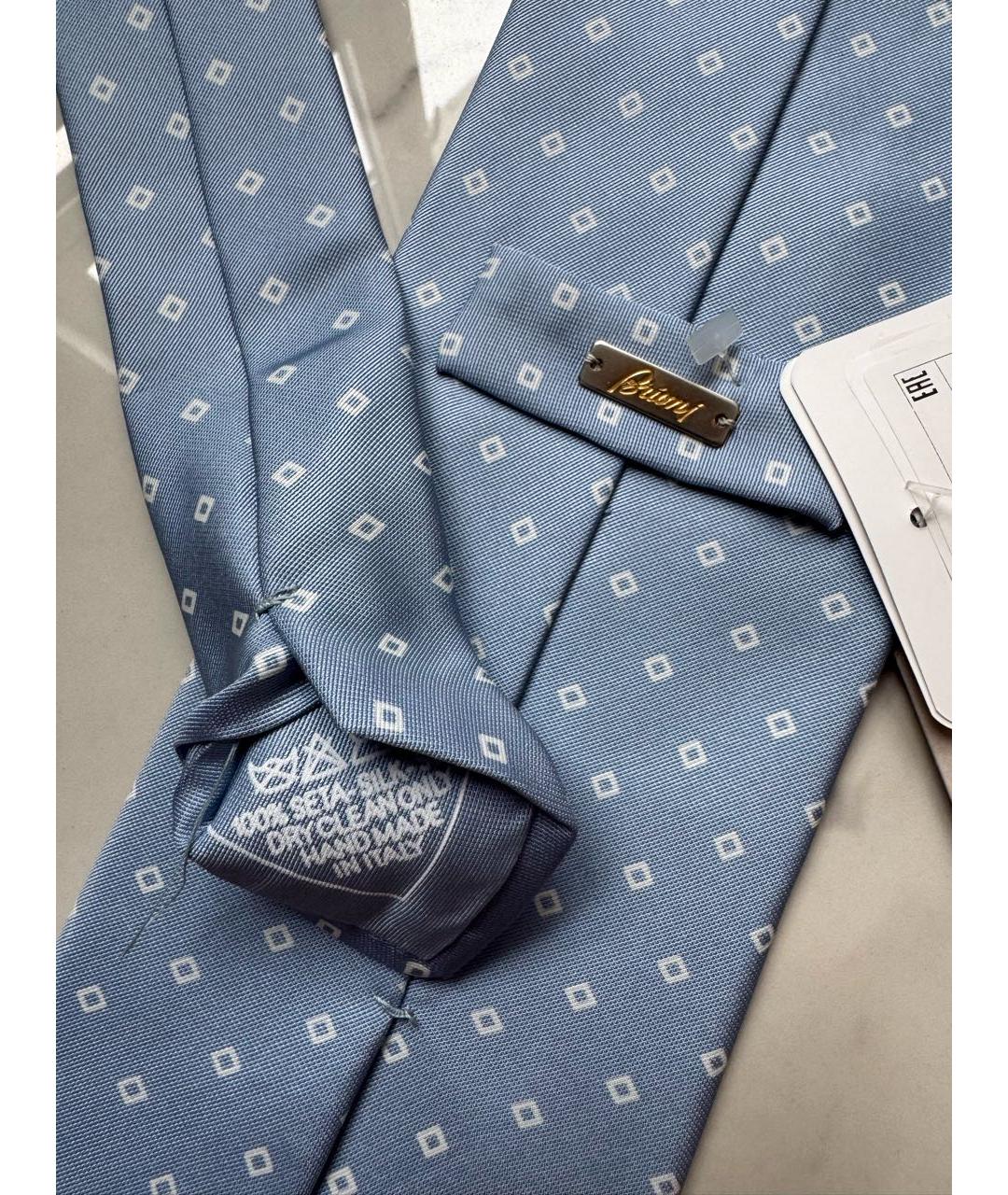 BRIONI Голубой шелковый галстук, фото 7