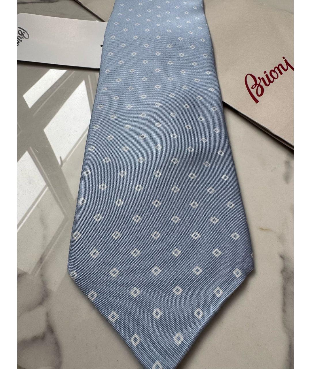 BRIONI Голубой шелковый галстук, фото 4