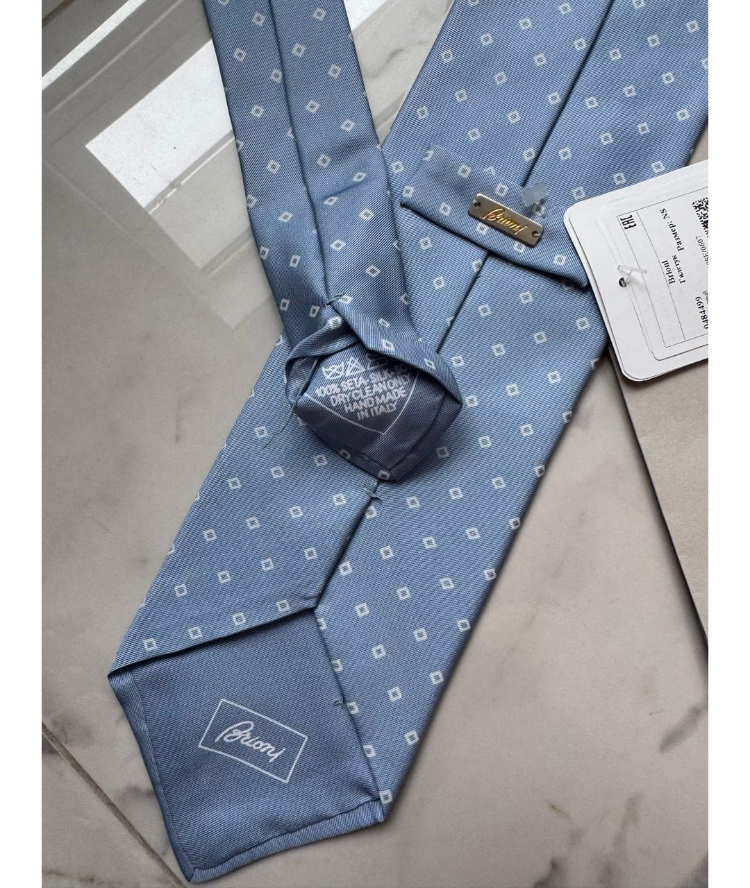 BRIONI Голубой шелковый галстук, фото 3
