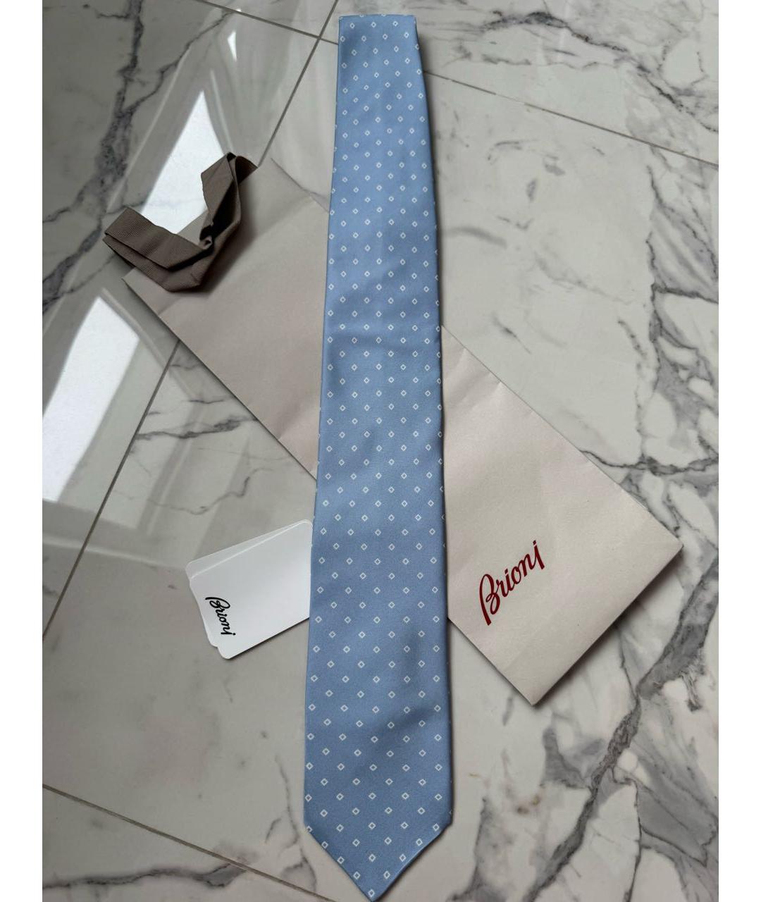 BRIONI Голубой шелковый галстук, фото 6