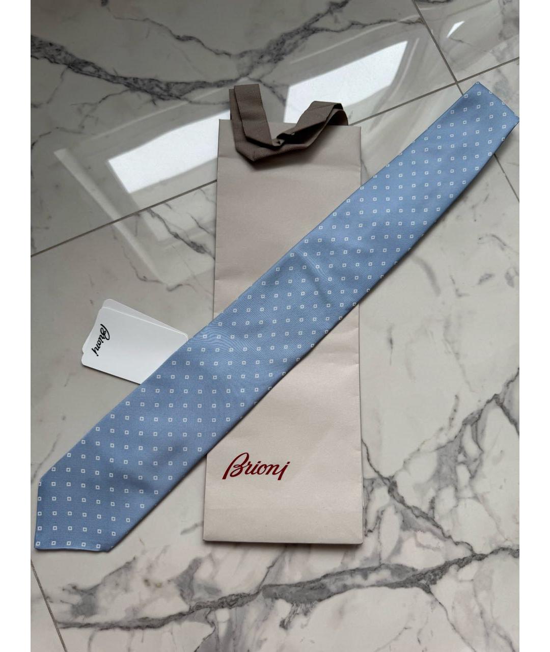 BRIONI Голубой шелковый галстук, фото 2