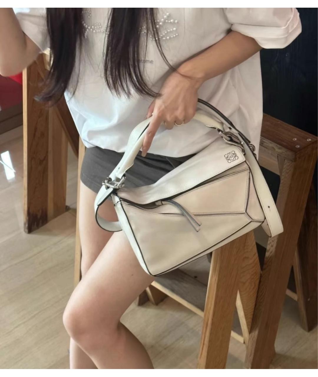 LOEWE Белая кожаная сумка через плечо, фото 4