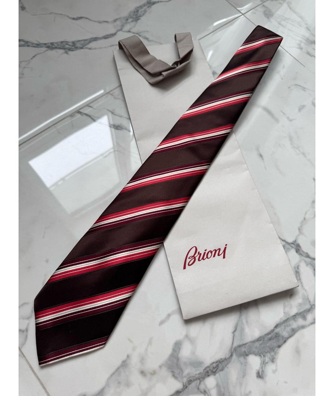 BRIONI Коричневый шелковый галстук, фото 9