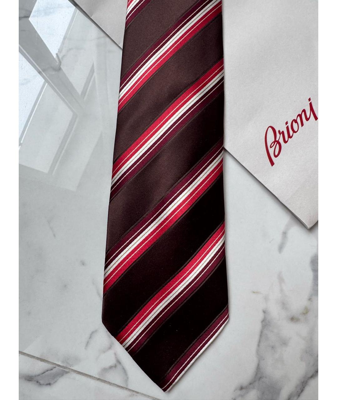BRIONI Коричневый шелковый галстук, фото 4