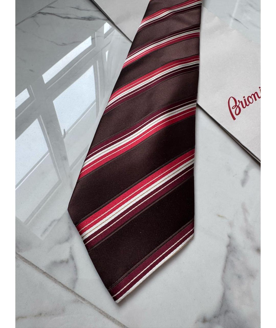 BRIONI Коричневый шелковый галстук, фото 3