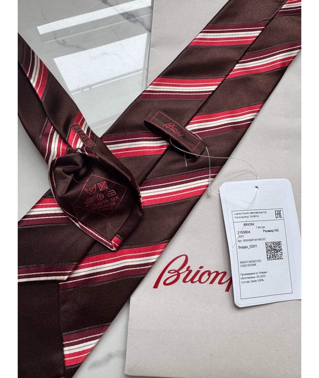 BRIONI Коричневый шелковый галстук, фото 6