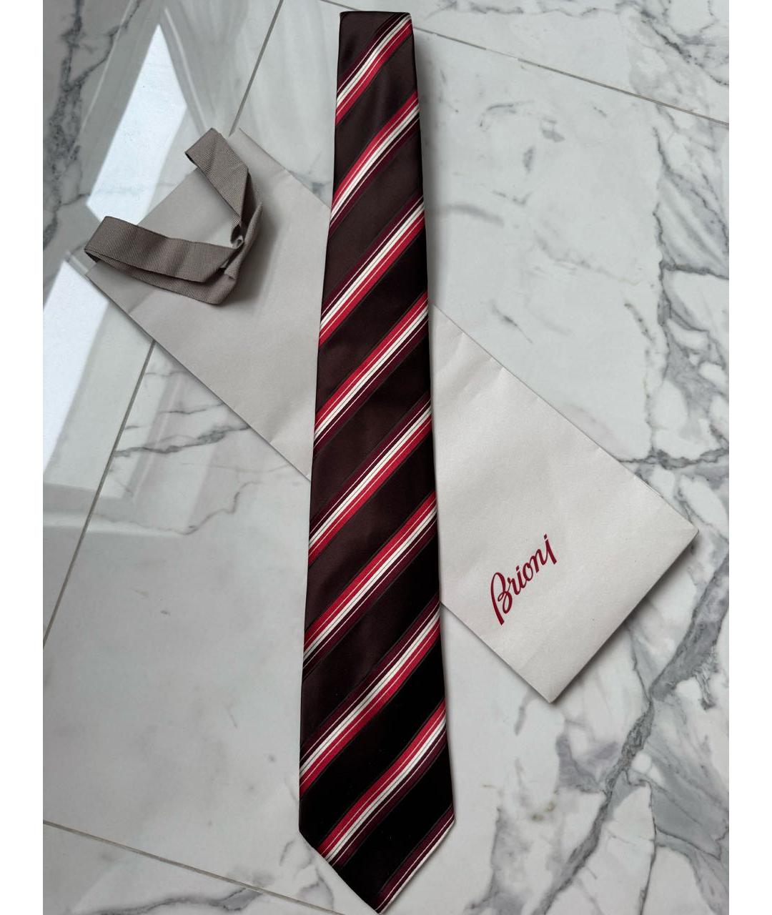 BRIONI Коричневый шелковый галстук, фото 5