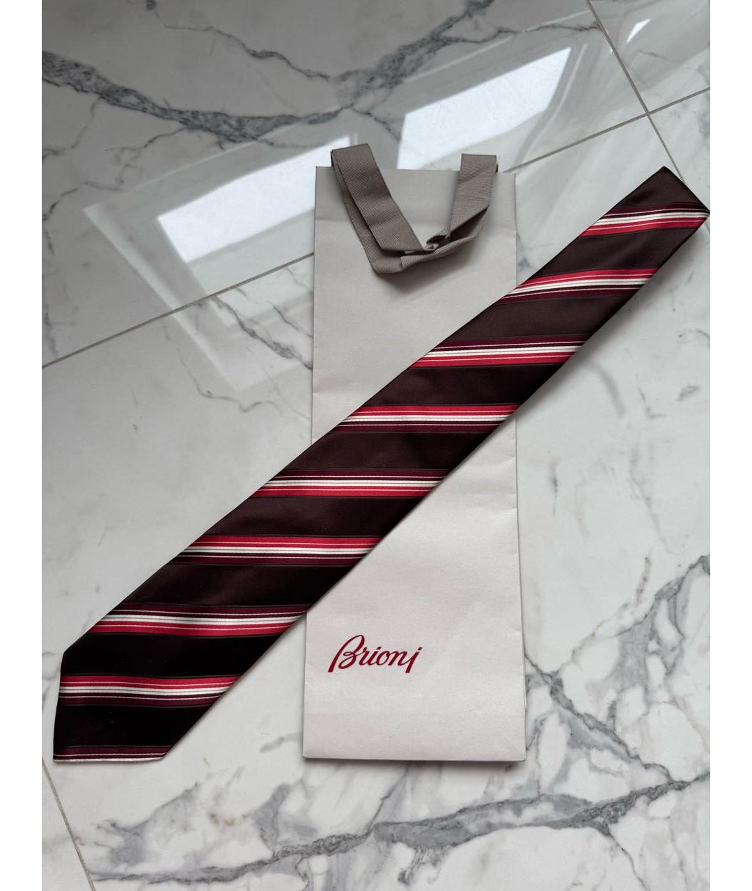 BRIONI Коричневый шелковый галстук, фото 2