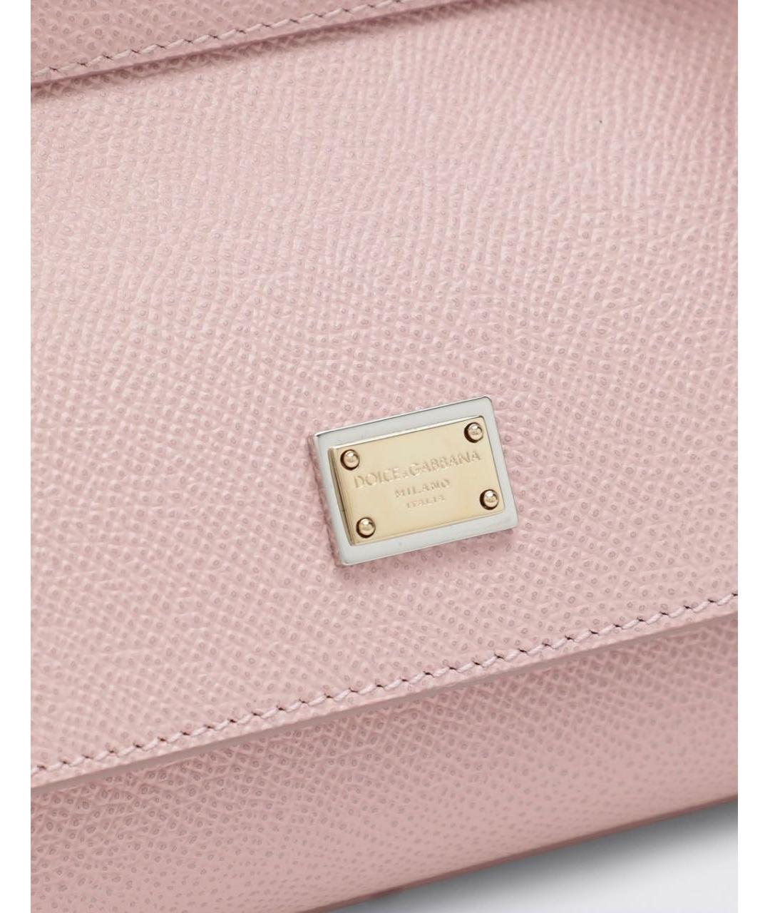 DOLCE&GABBANA Розовая кожаная сумка через плечо, фото 3