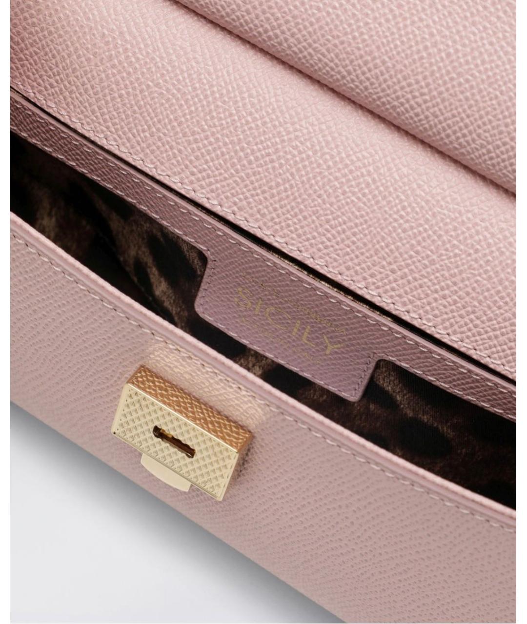 DOLCE&GABBANA Розовая кожаная сумка через плечо, фото 5