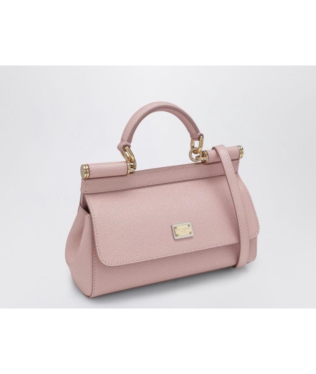 DOLCE&GABBANA Розовая кожаная сумка через плечо, фото 2