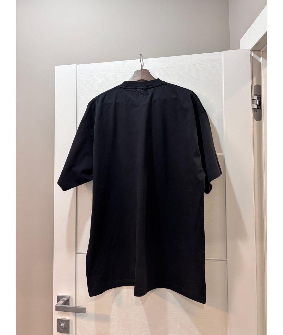 VETEMENTS Черная хлопковая футболка, фото 2