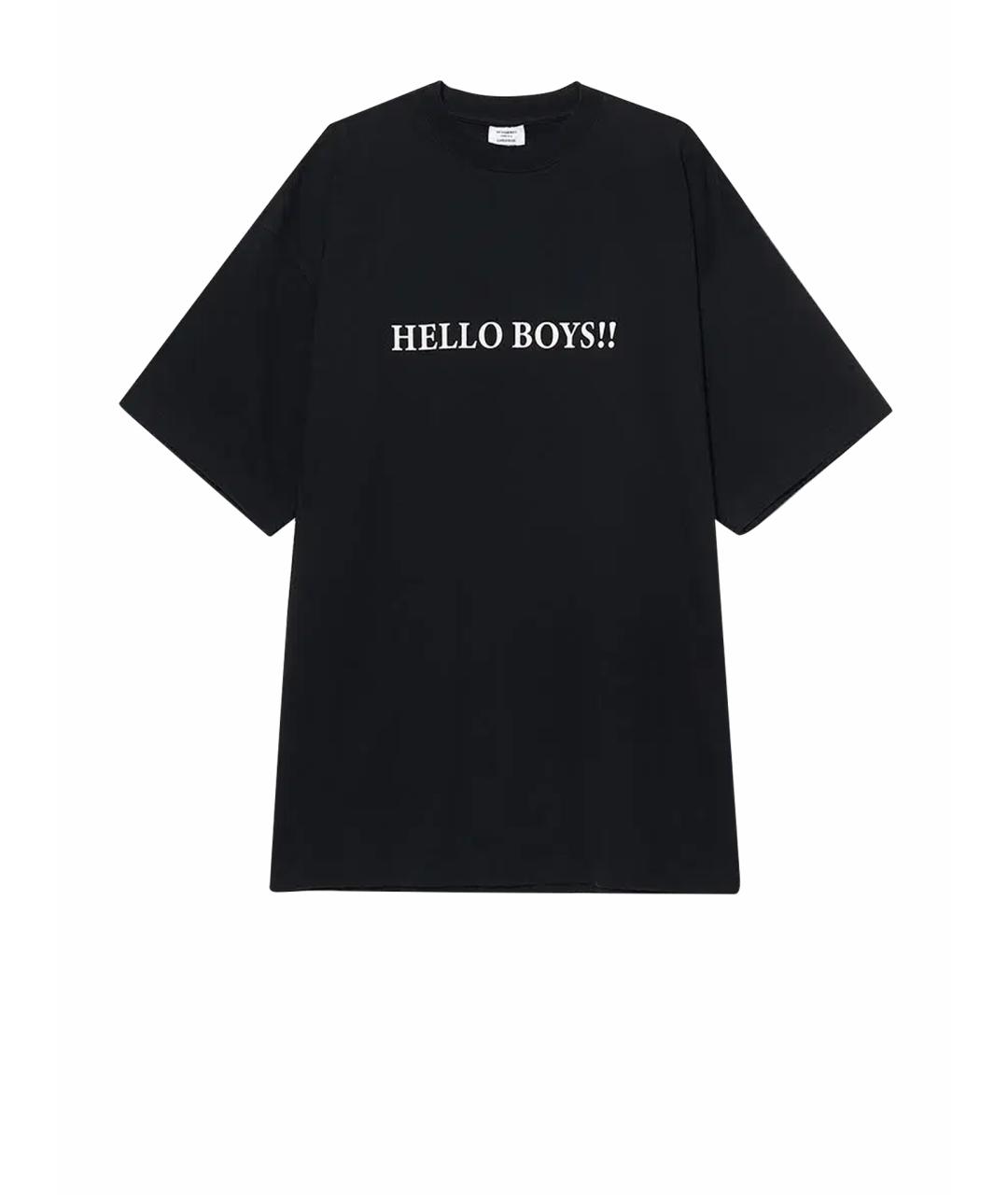 VETEMENTS Черная хлопковая футболка, фото 1