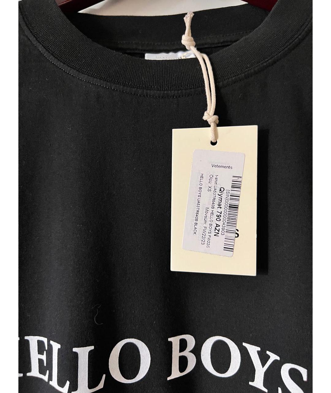 VETEMENTS Черная хлопковая футболка, фото 4