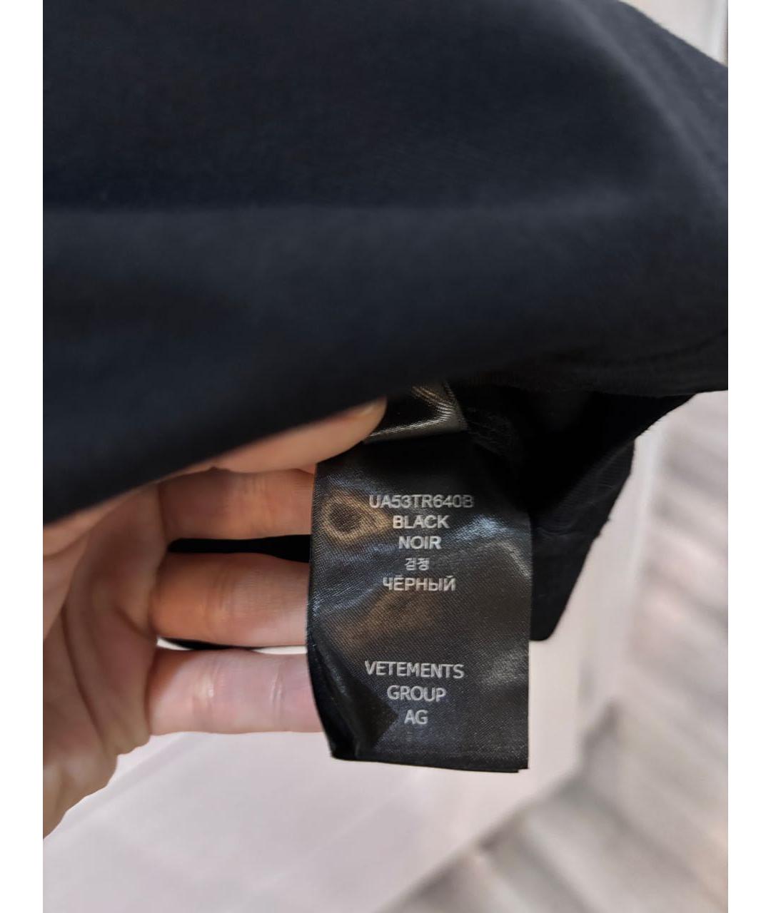 VETEMENTS Черная хлопковая футболка, фото 5