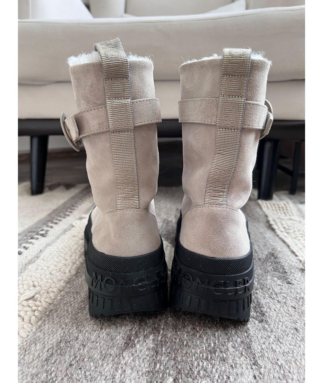 MONCLER Серые замшевые ботинки, фото 3