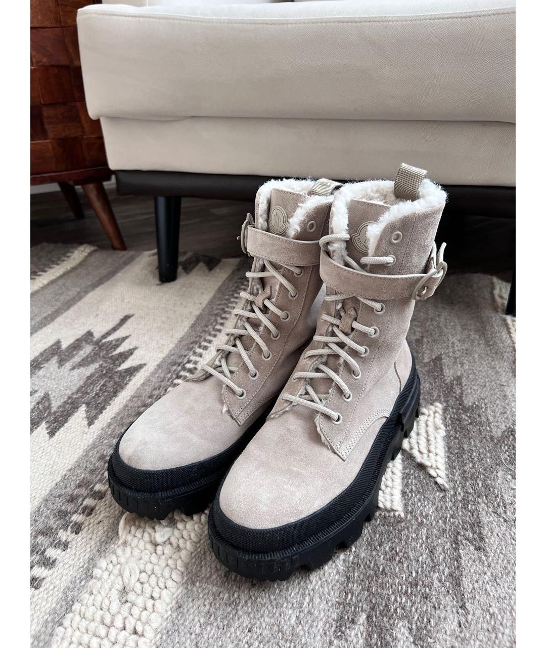 MONCLER Серые замшевые ботинки, фото 2