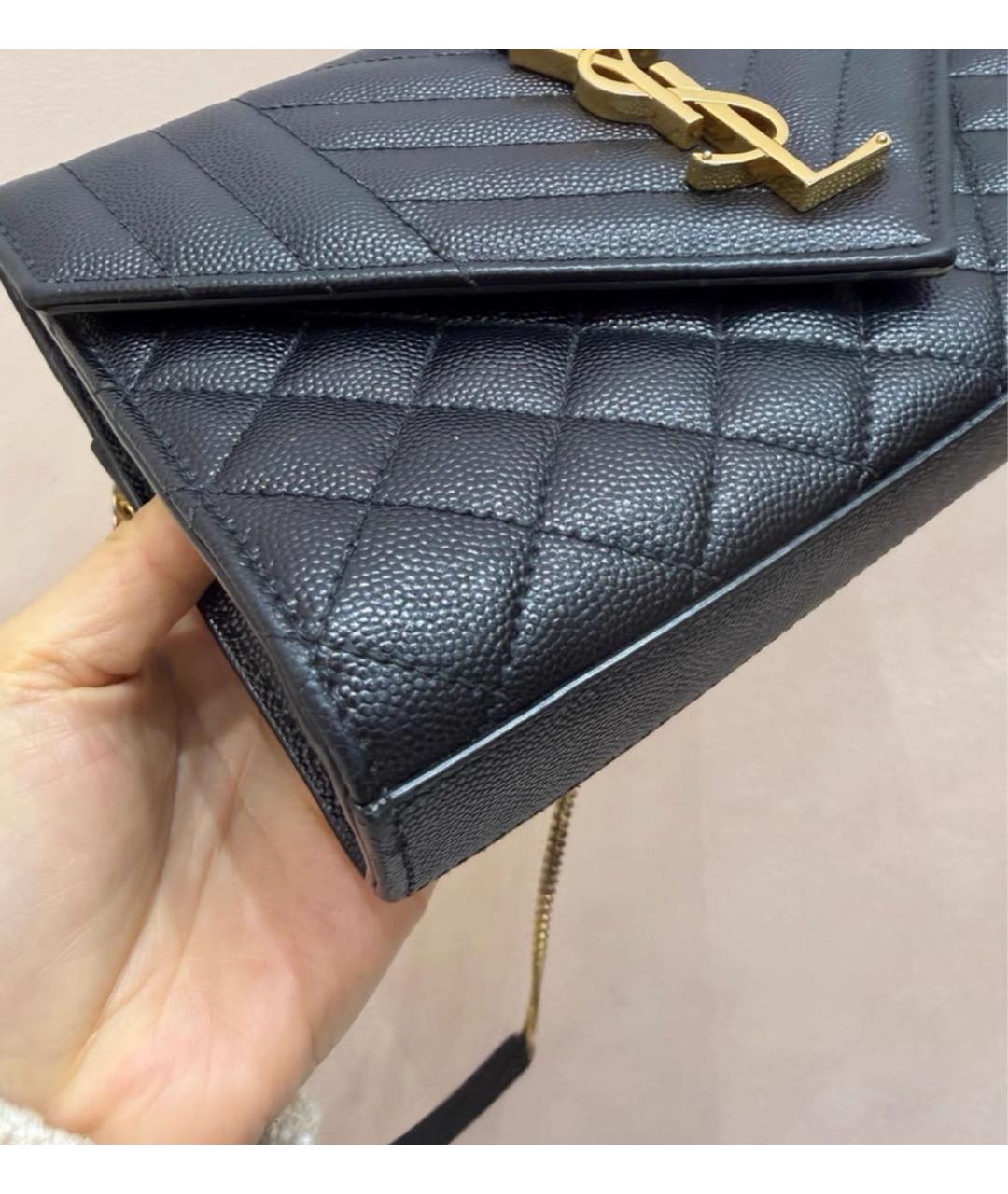 SAINT LAURENT Черная кожаная сумка через плечо, фото 3