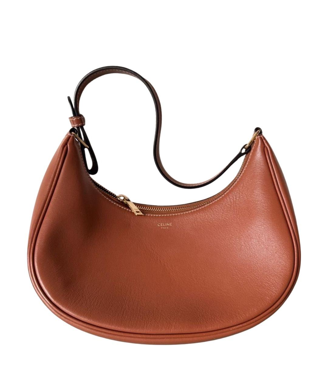 CELINE Коричневая кожаная сумка с короткими ручками, фото 1