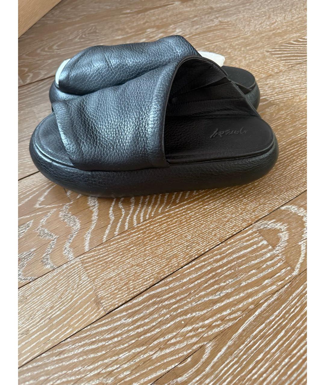 MARSELL Черные кожаные сабо, фото 4