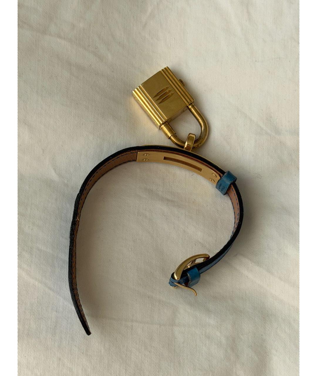 HERMES Синие позолоченные часы, фото 7