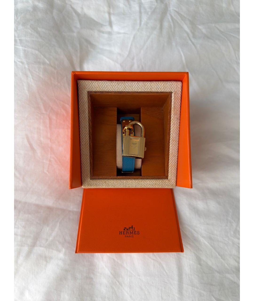 HERMES Синие позолоченные часы, фото 3