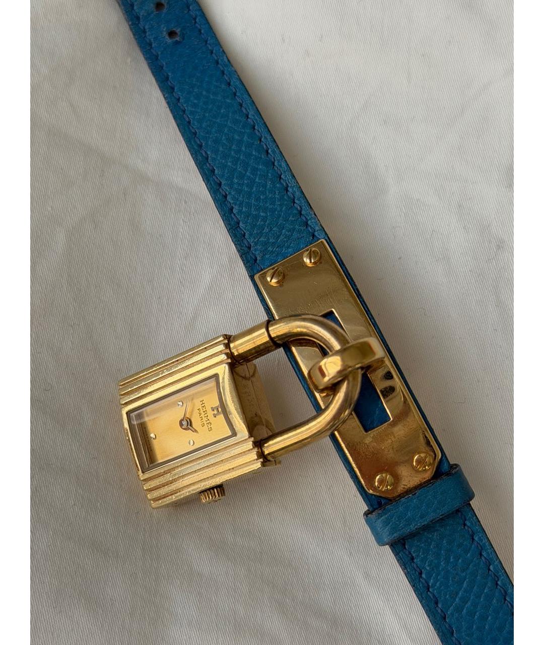 HERMES Синие позолоченные часы, фото 4