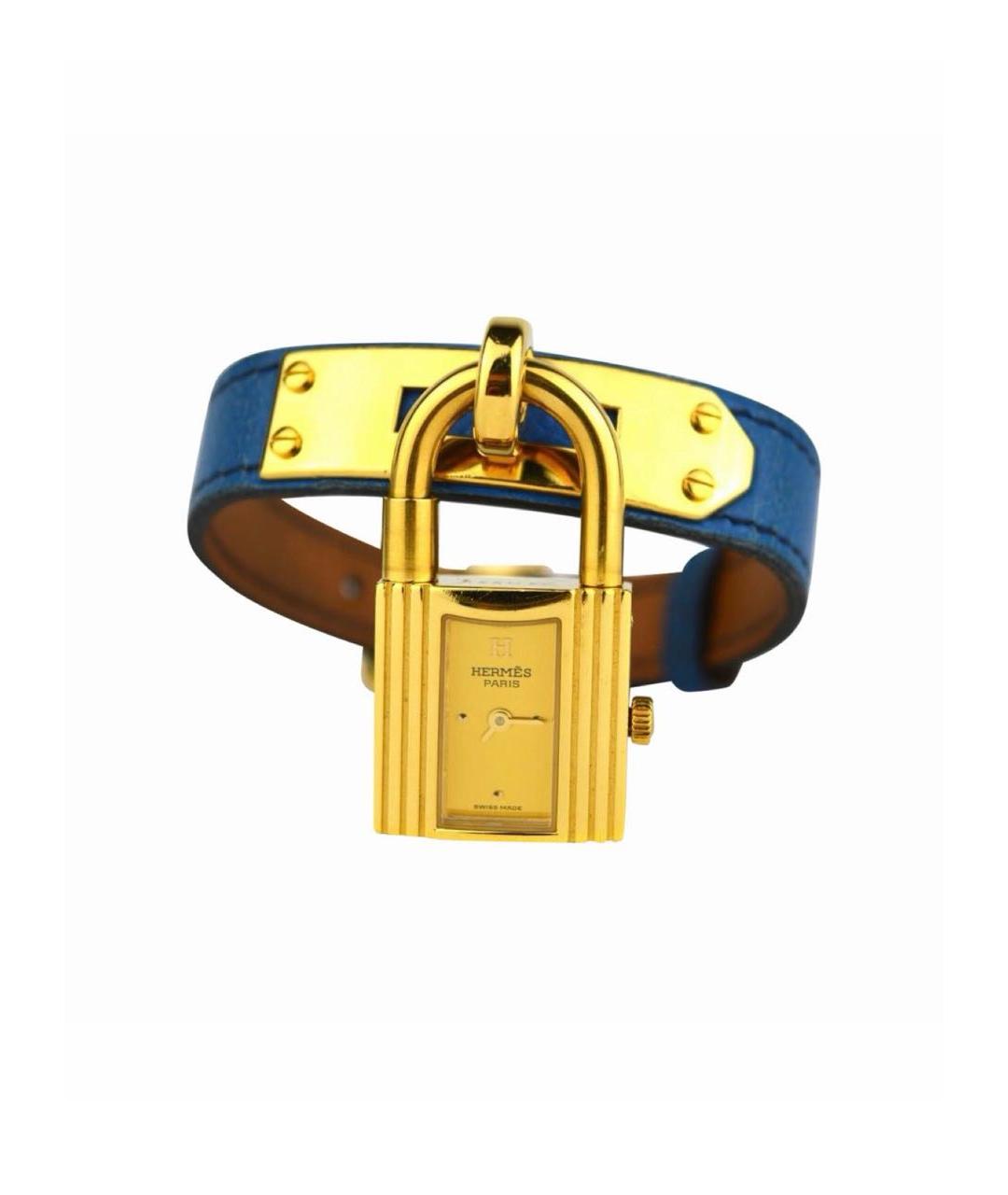 HERMES Синие позолоченные часы, фото 1