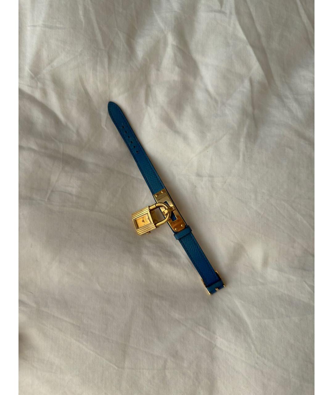 HERMES Синие позолоченные часы, фото 6
