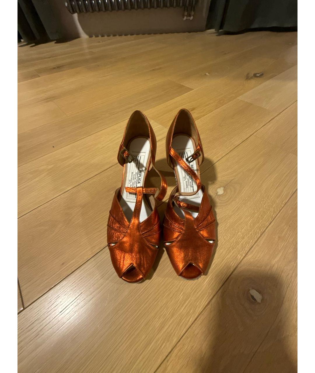 MAISON MARGIELA Оранжевое кожаные босоножки, фото 3