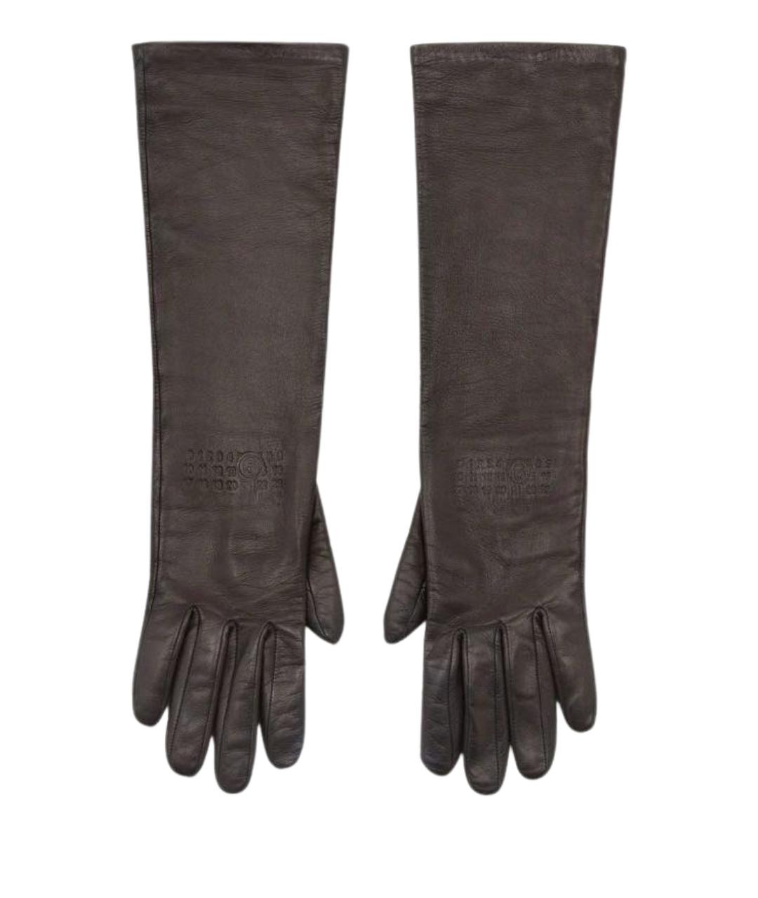MM6 MAISON MARGIELA Коричневые кожаные перчатки, фото 1
