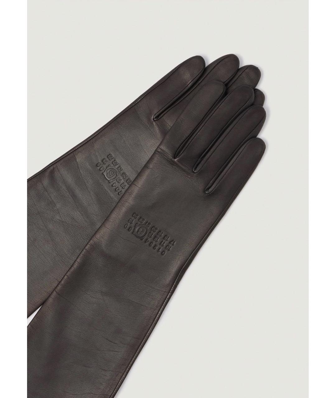 MM6 MAISON MARGIELA Коричневые кожаные перчатки, фото 2