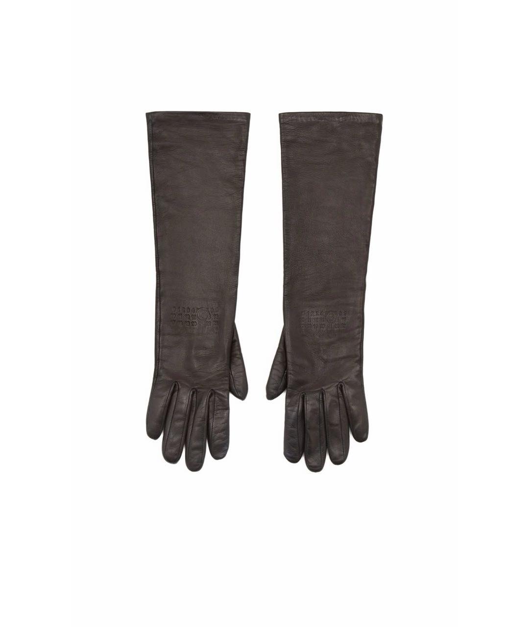 MM6 MAISON MARGIELA Коричневые кожаные перчатки, фото 4