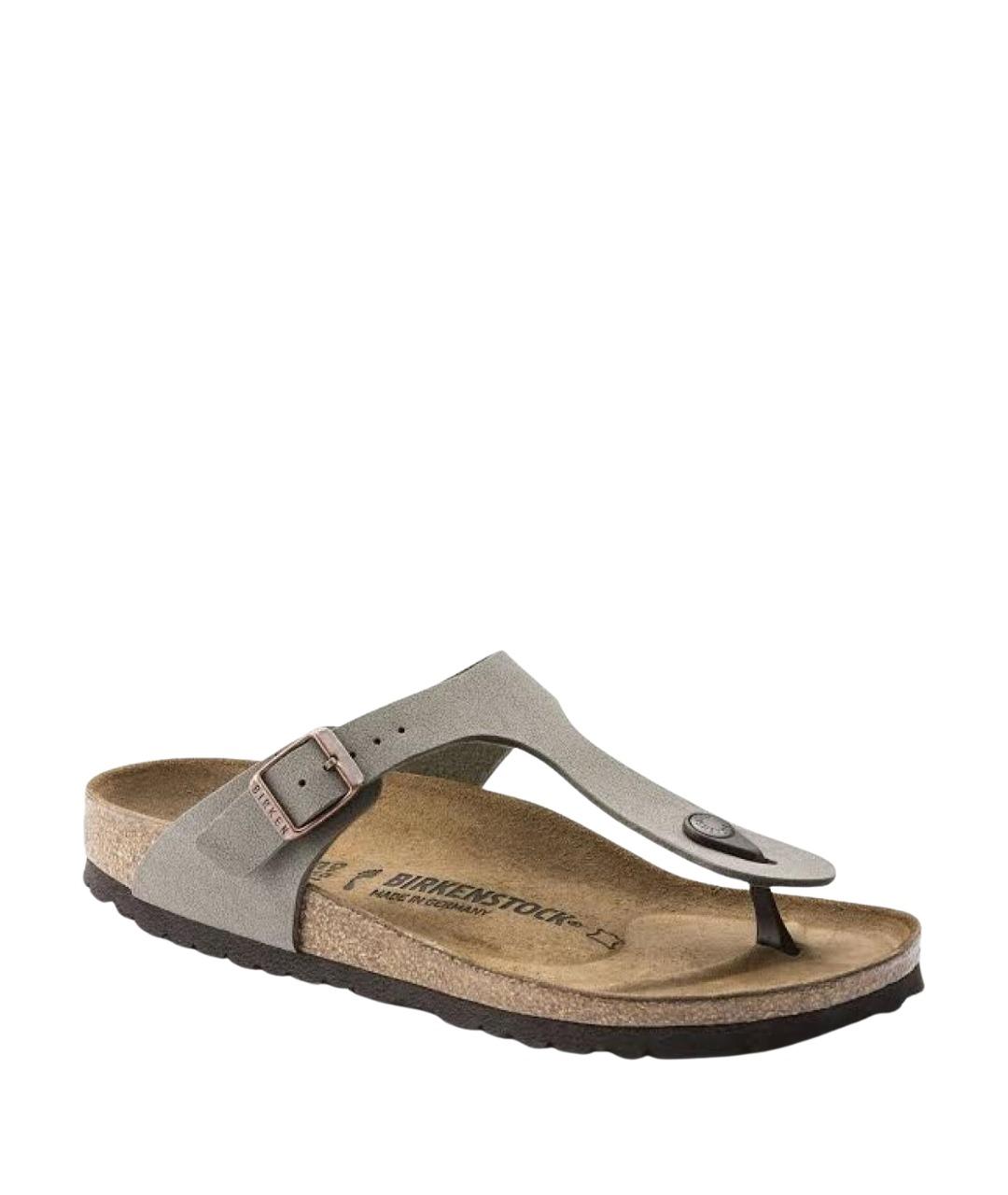 BIRKENSTOCK Серые кожаные сабо, фото 1