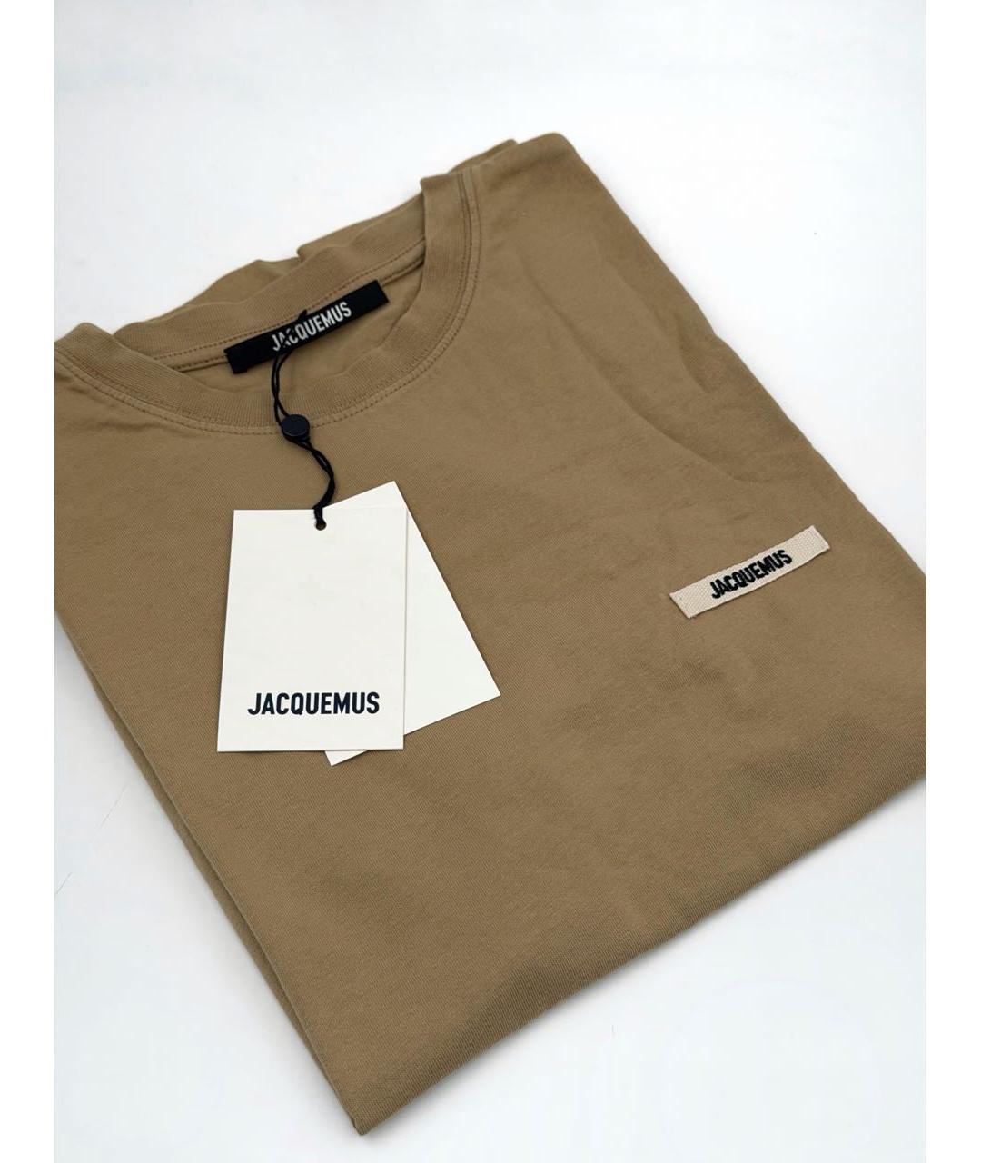 JACQUEMUS Коричневая хлопковая футболка, фото 3