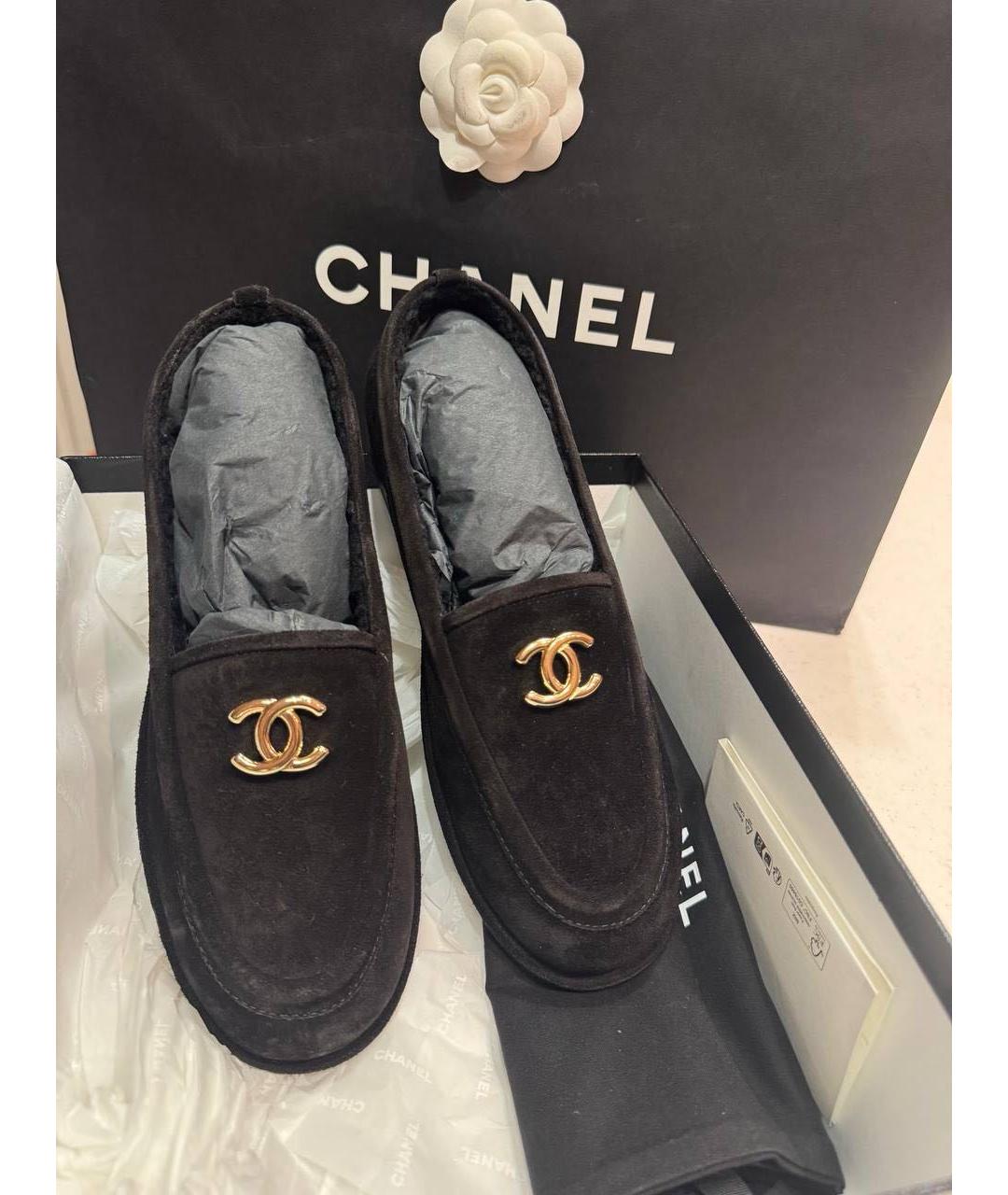 CHANEL Черные замшевые лоферы, фото 2