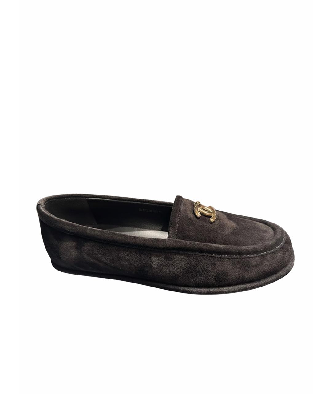 CHANEL Черные замшевые лоферы, фото 1