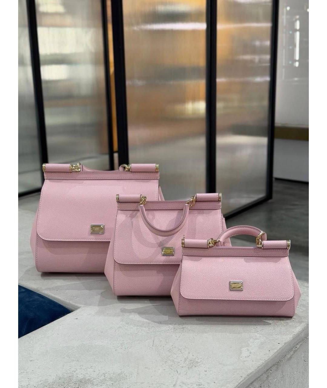 DOLCE&GABBANA Розовая кожаная сумка через плечо, фото 7