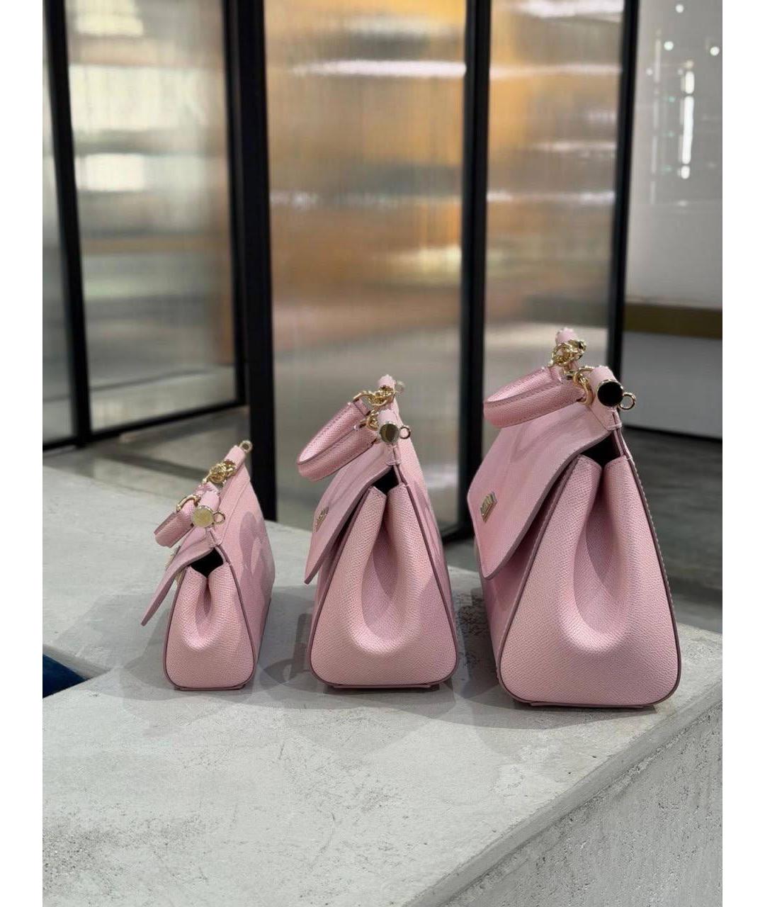 DOLCE&GABBANA Розовая кожаная сумка через плечо, фото 8