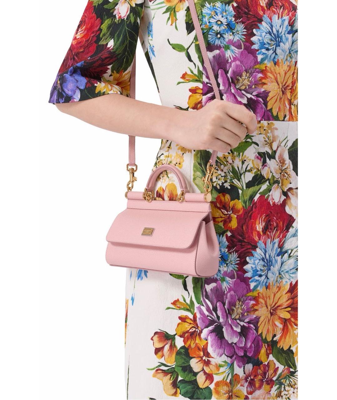 DOLCE&GABBANA Розовая кожаная сумка через плечо, фото 6