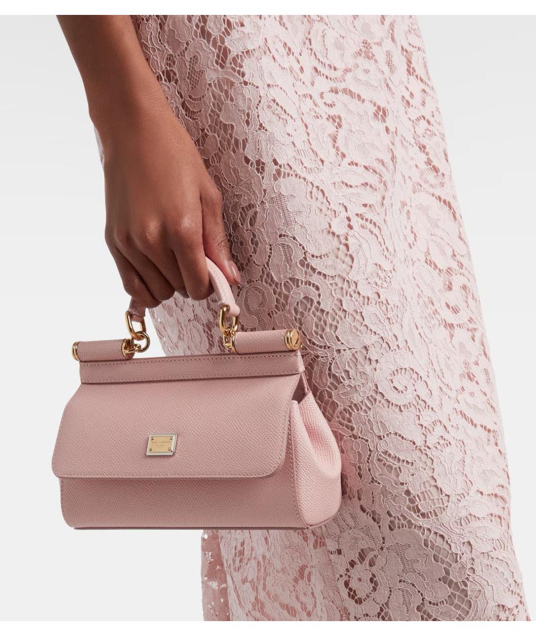 DOLCE&GABBANA Розовая кожаная сумка через плечо, фото 6