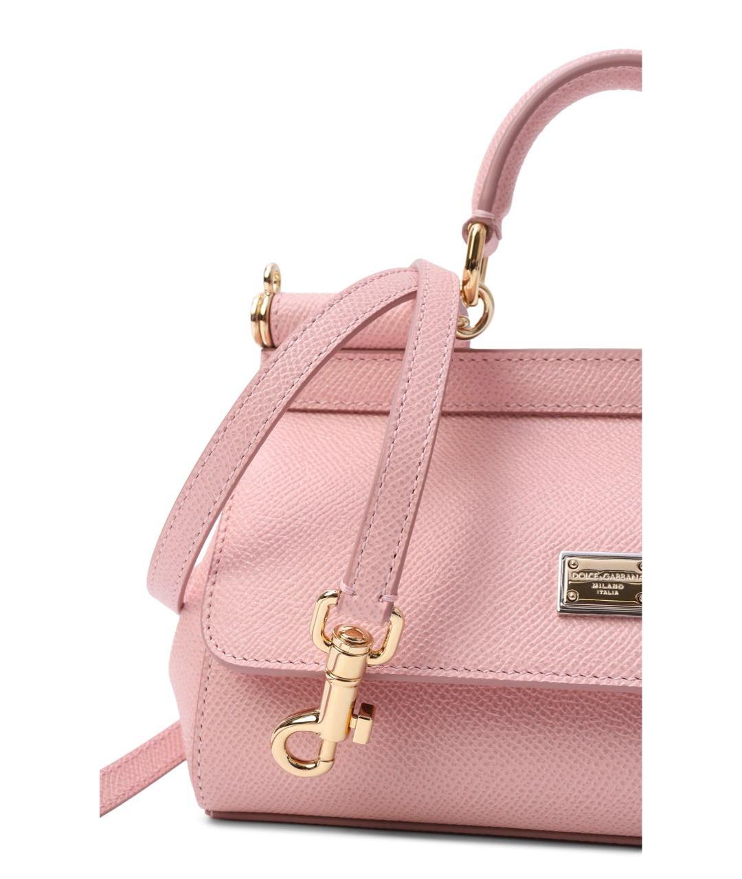 DOLCE&GABBANA Розовая кожаная сумка через плечо, фото 2