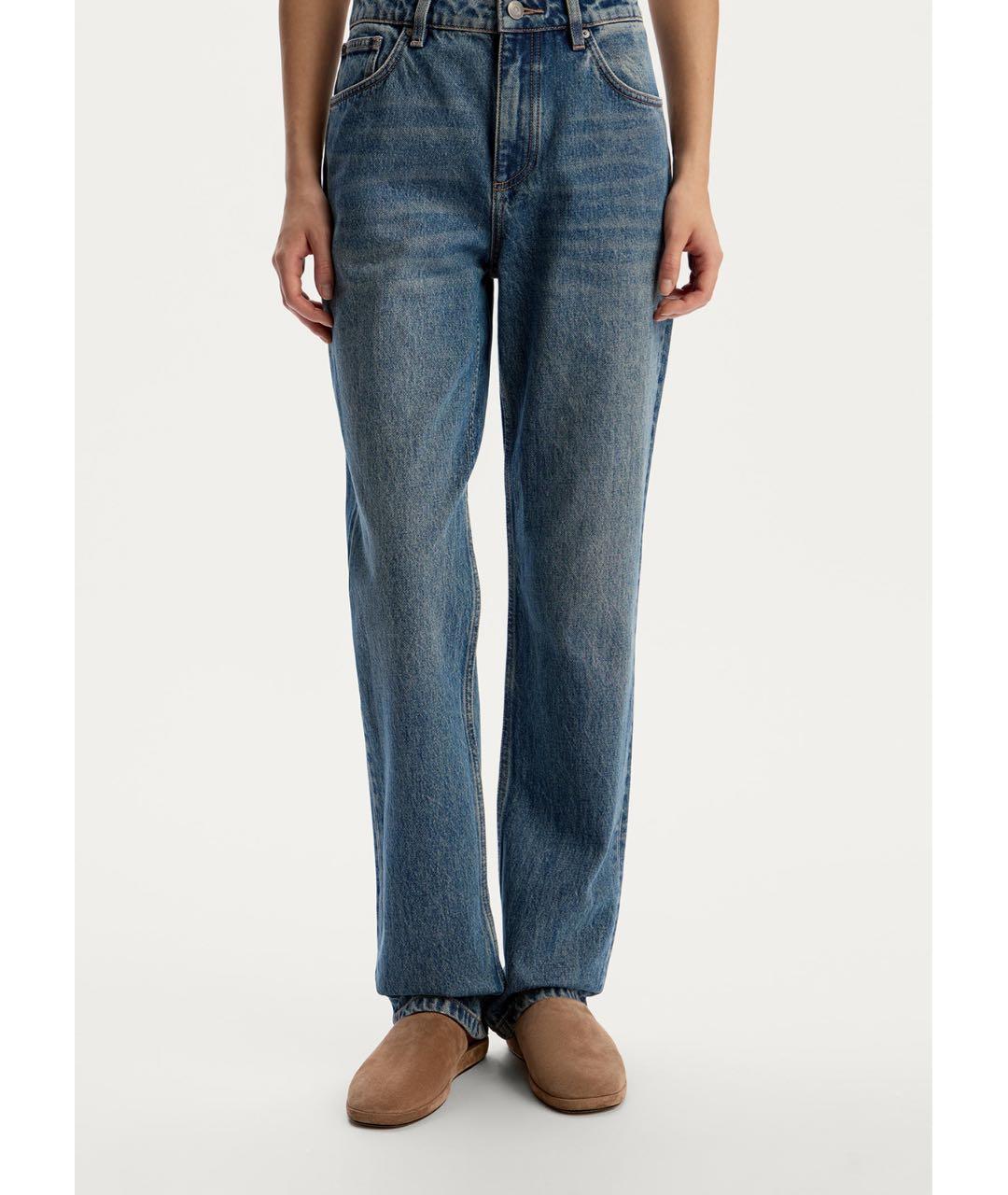 12 STOREEZ Синие хлопковые прямые джинсы, фото 3