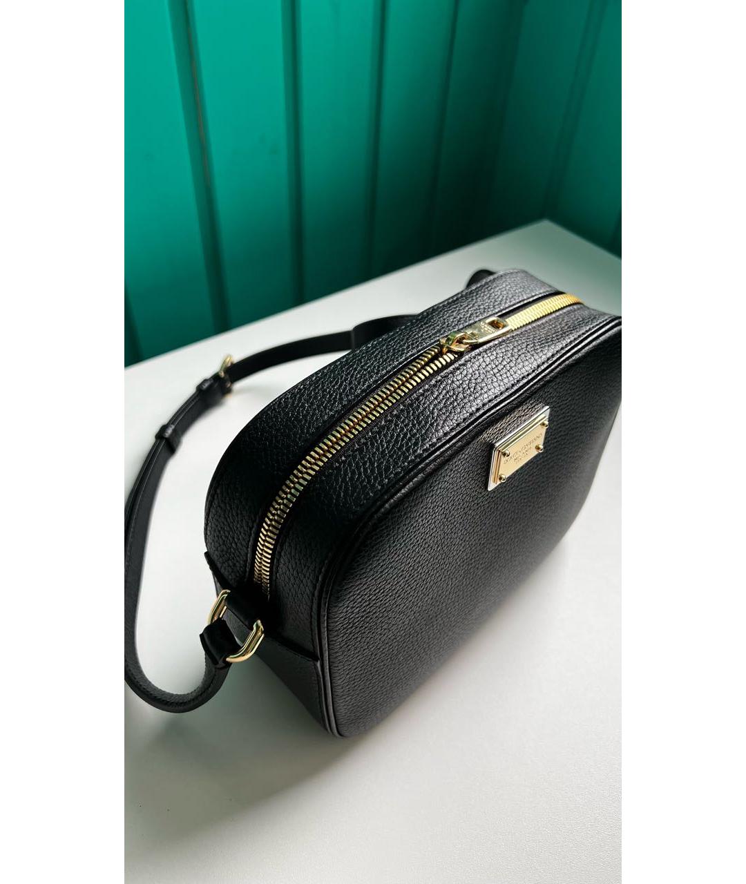 DOLCE&GABBANA Черная кожаная сумка через плечо, фото 2
