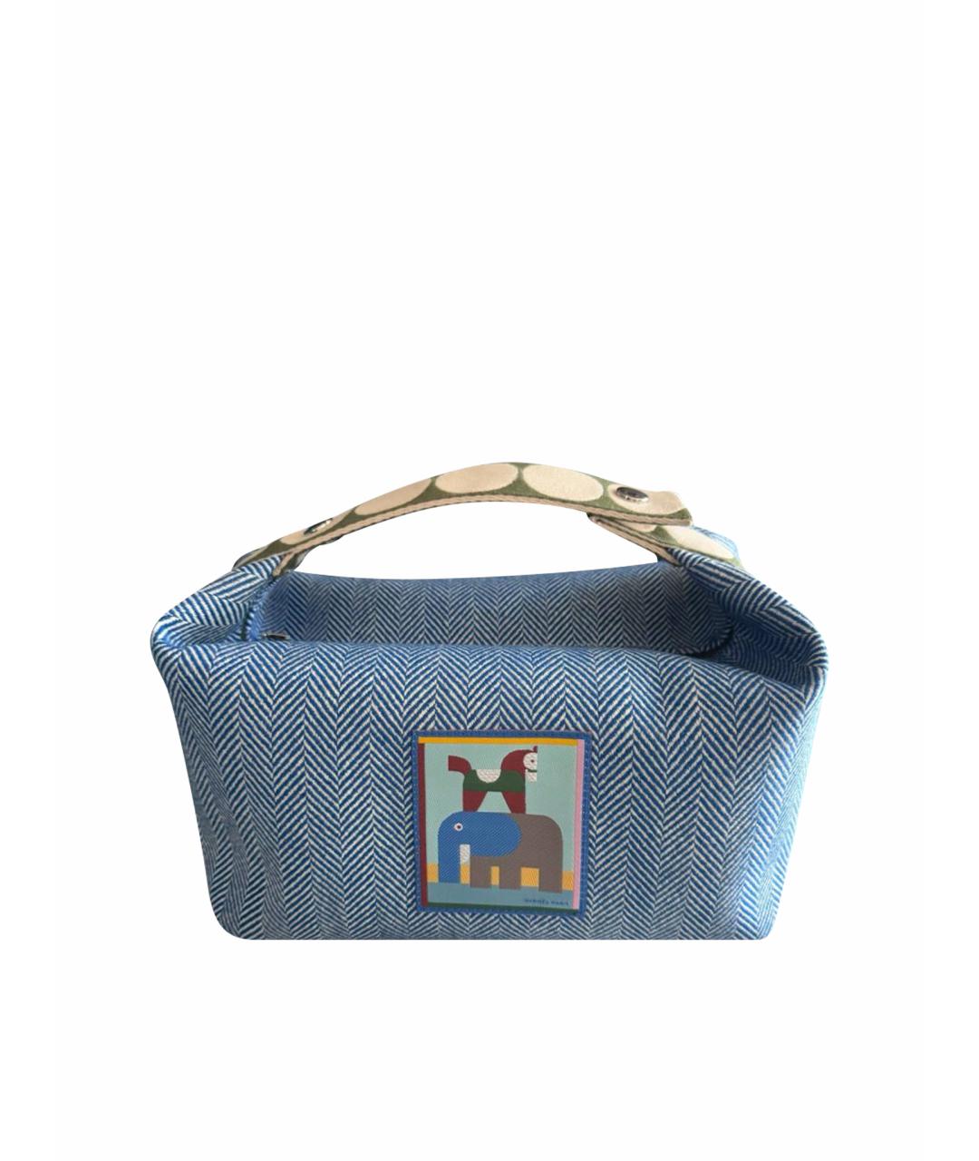 HERMES Голубая хлопковая косметичка, фото 1