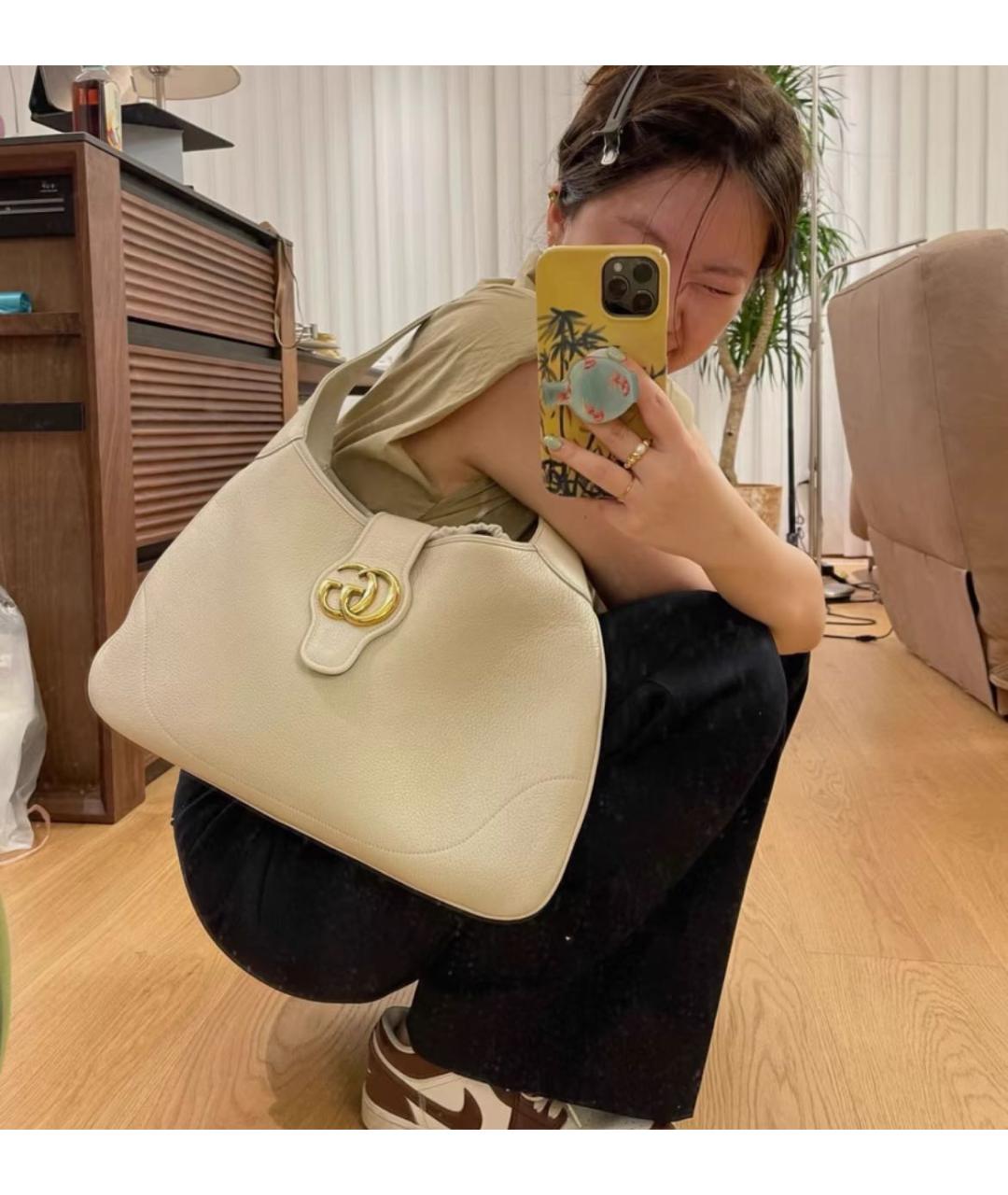 GUCCI Белая кожаная сумка через плечо, фото 2